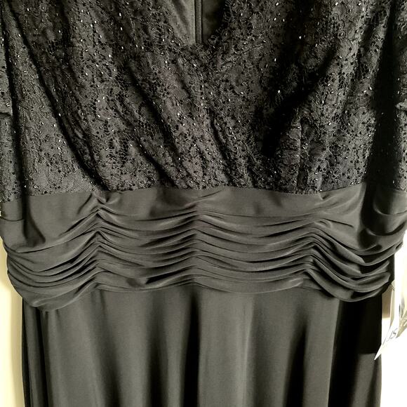 JS Boutique Black Beaded Lace Cocktail Formal Evening Dress Size 20 W Stretch - Picture 5 of 14